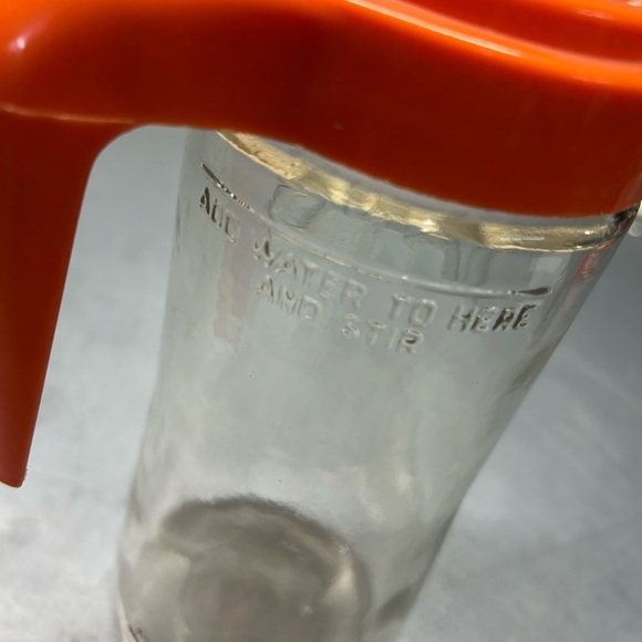 1970s Anchor Hocking Glass TANG Orange Drink Clear Glass Pitcher With Lid - Picture 3 of 9